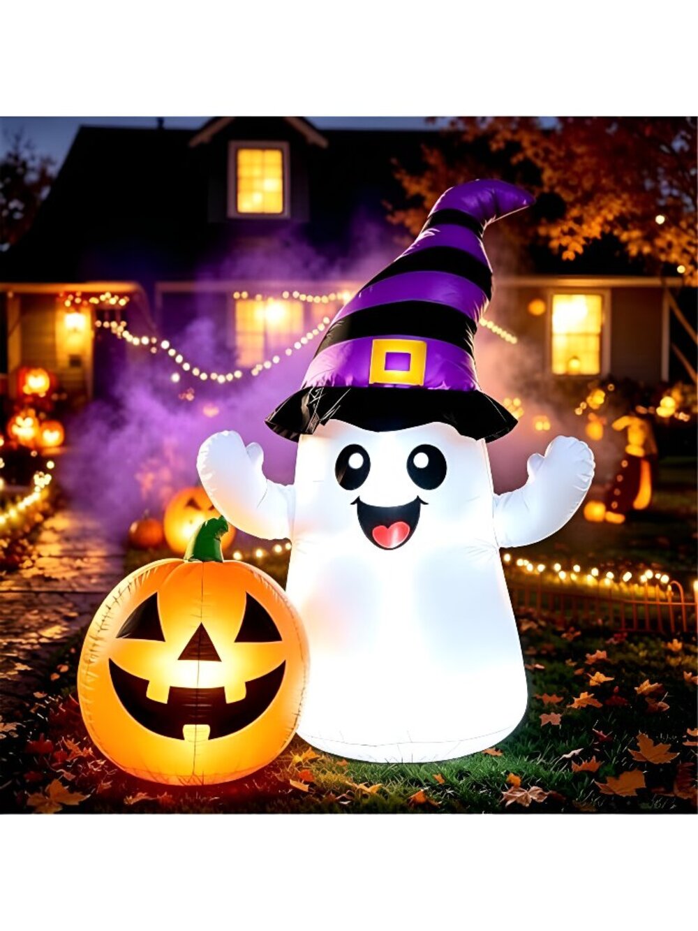 5.5FT Halloween Inflatables Ghost with Pumpkin Yard Decoration